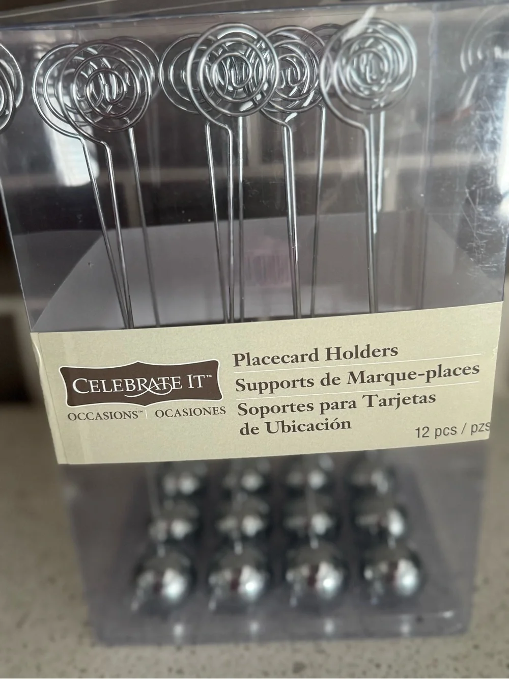 Celebrate It Set of 12 Silver Place Card Photo Holders Weighted Base